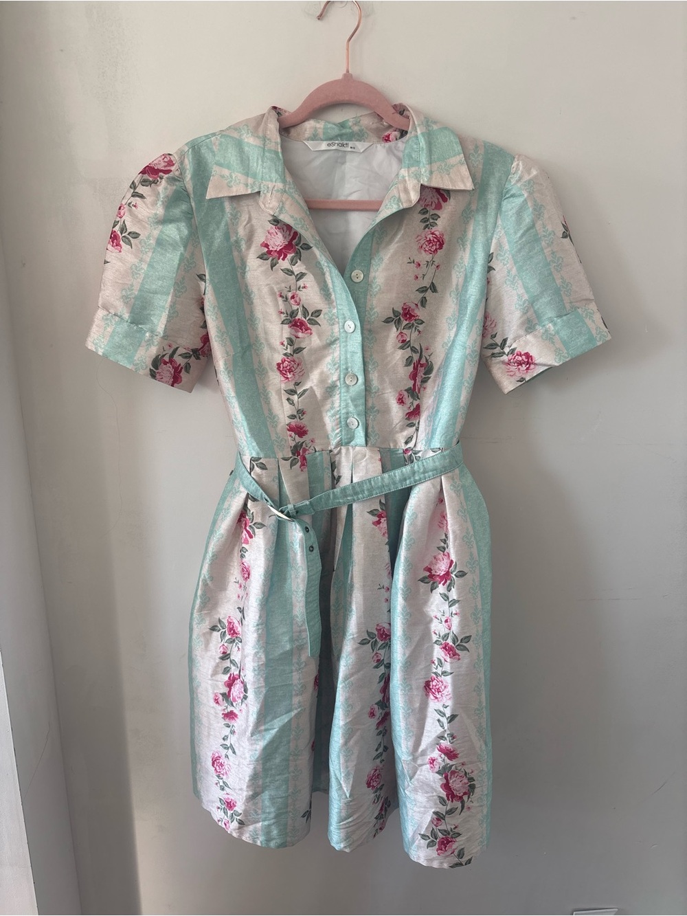 Eshakti M Floral Pink Puff Sleeve Mini Dress